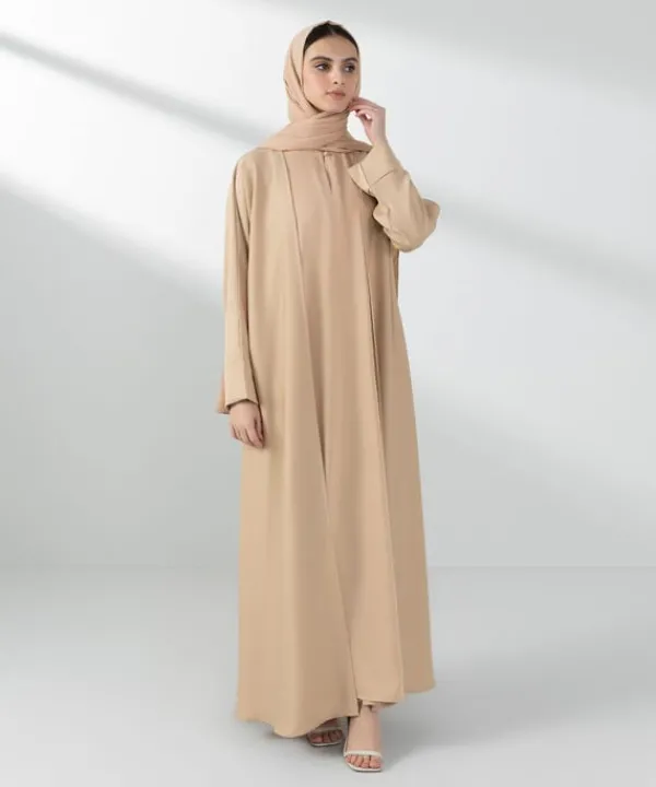 Best Sapphire Double Layered Abaya Set Beige