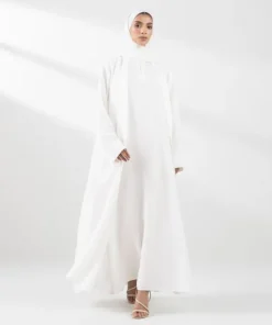 Fashion Sapphire Double Layered Abaya Set White