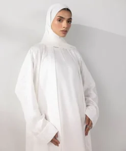 Fashion Sapphire Double Layered Abaya Set White