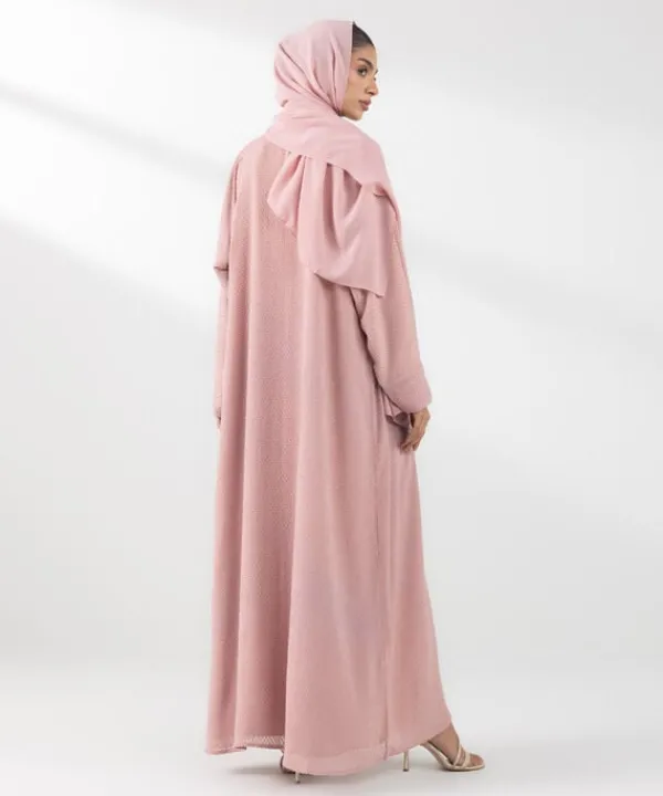 Fashion Sapphire Double Layered Abaya Set Pink