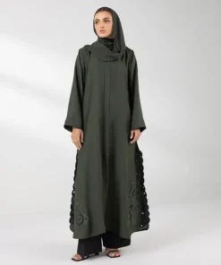 Outlet Sapphire Embroidered Abaya Set olive