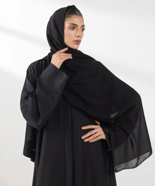 Hot Sapphire Embroidered Abaya Set Black