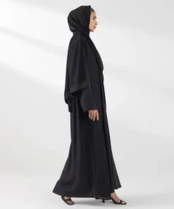 Hot Sapphire Embroidered Abaya Set Black