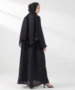Hot Sapphire Embroidered Abaya Set Black