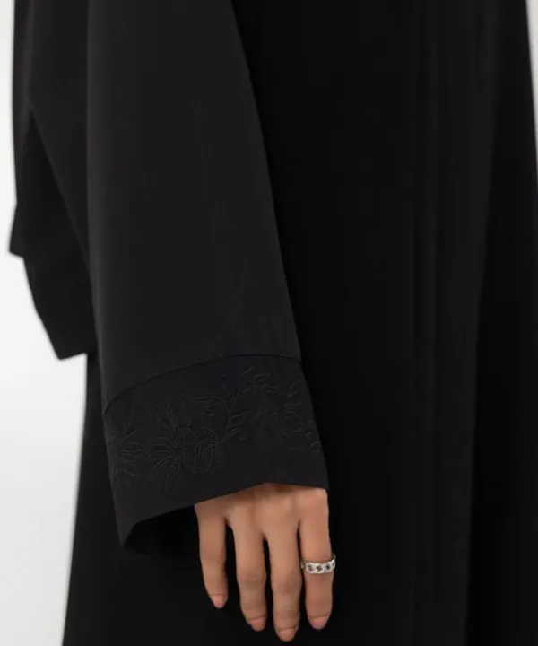 Hot Sapphire Embroidered Abaya Set Black
