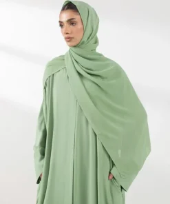 New Sapphire Embroidered Arabic Lawn Abaya Light Green