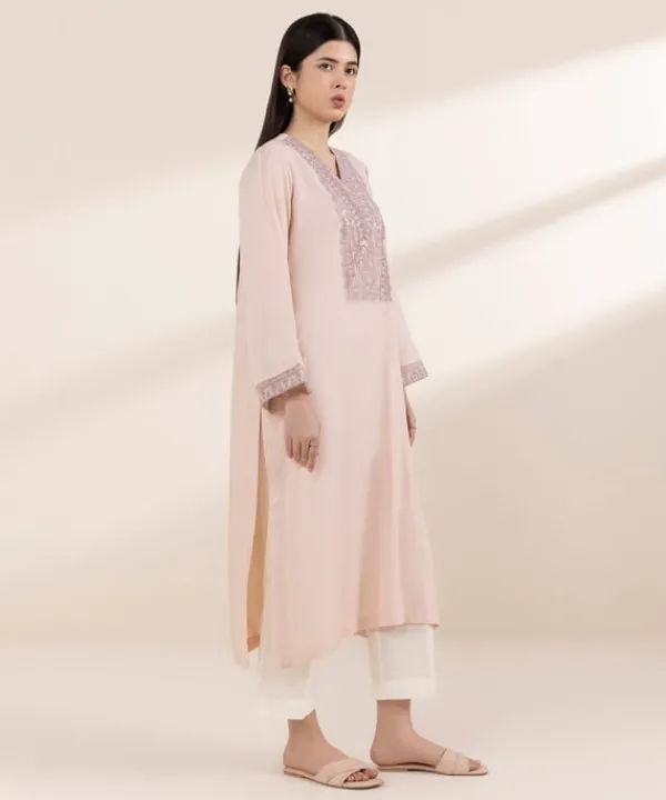 Hot Sapphire Embroidered Arabic Lawn Shirt