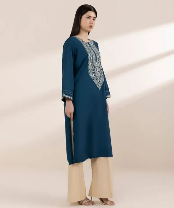 Best Sapphire Embroidered Arabic Lawn Shirt