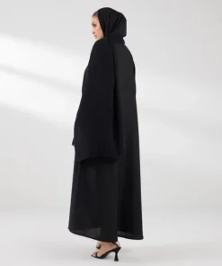 Outlet Sapphire Embroidered Button Through Abaya black