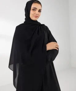 Outlet Sapphire Embroidered Button Through Abaya black