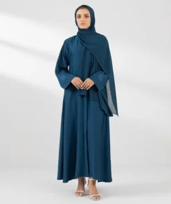 New Sapphire Embroidered Button Through Abaya zink