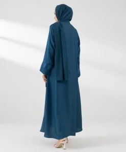 New Sapphire Embroidered Button Through Abaya zink