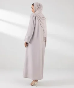 Outlet Sapphire Embroidered Button Through Abaya grey