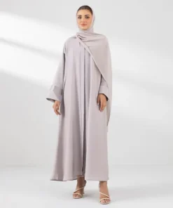 Outlet Sapphire Embroidered Button Through Abaya grey