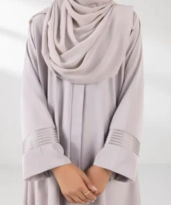 Outlet Sapphire Embroidered Button Through Abaya grey