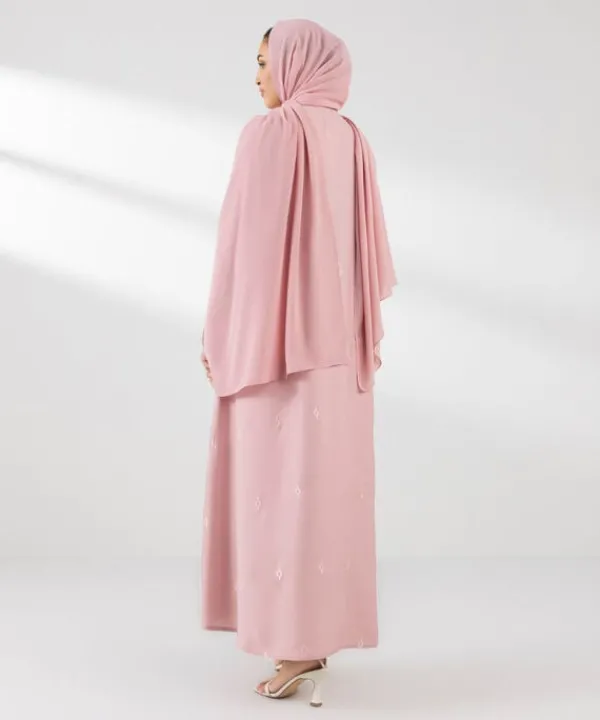 Best Sapphire Embroidered Button Through Abaya Set pink