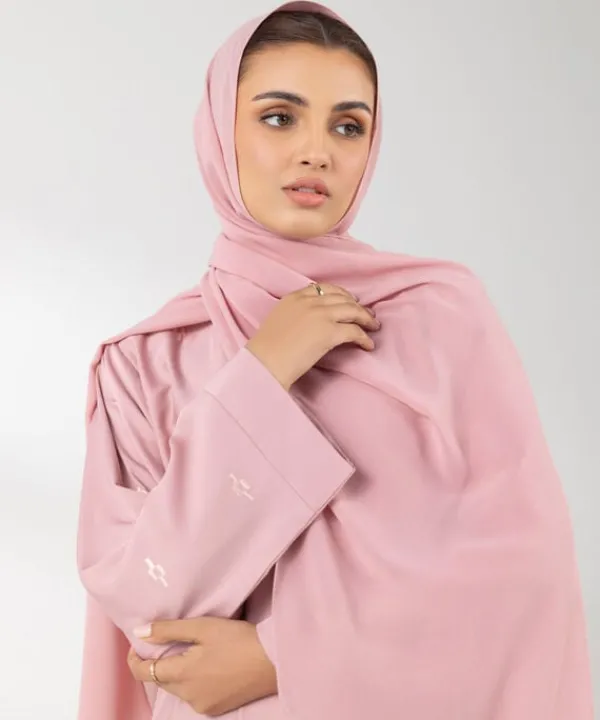 Best Sapphire Embroidered Button Through Abaya Set pink