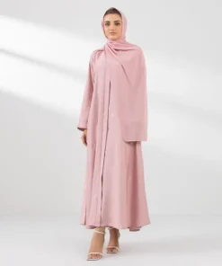 Best Sapphire Embroidered Button Through Abaya Set pink