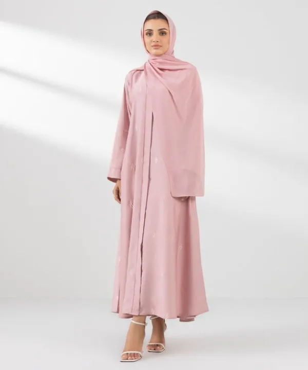 Best Sapphire Embroidered Button Through Abaya Set pink