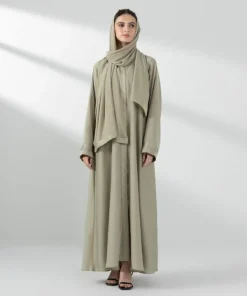 Online Sapphire Embroidered Button Through Abaya Set
