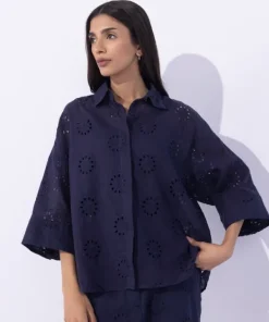Discount Sapphire Embroidered Button Through Shirt Navy Blue