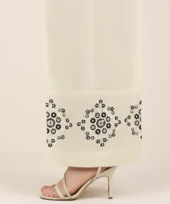 Hot Sapphire Embroidered Cambric Flared Pants Off White