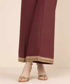 New Sapphire Embroidered Cambric Flared Pants Maroon