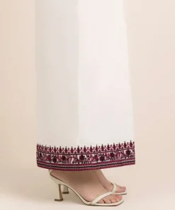 Outlet Sapphire Embroidered Cambric Flared Pants White