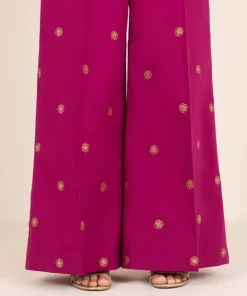 New Sapphire Embroidered Cambric Flared Pants Pink