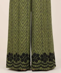 Discount Sapphire Embroidered Cambric Flared Pants Green