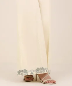 Discount Sapphire Embroidered Cambric Flared Pants Beige