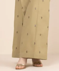 Fashion Sapphire Embroidered Cambric Flared Pants Green