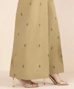 Fashion Sapphire Embroidered Cambric Flared Pants Green