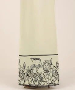 Hot Sapphire Embroidered Cambric Flared Pants Beige