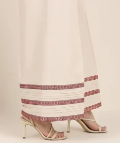 New Sapphire Embroidered Cambric Flared Pants Beige