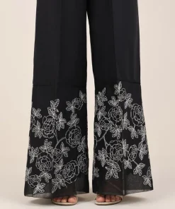 Best Sapphire Embroidered Cambric Flared Pants Black