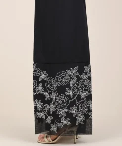 Best Sapphire Embroidered Cambric Flared Pants Black