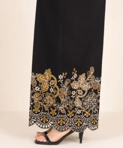 Outlet Sapphire Embroidered Cotton Culottes Black