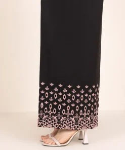 Fashion Sapphire Embroidered Cotton Culottes Black