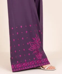 Best Sapphire Embroidered Cotton Flared Pants Purple