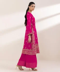 Clearance Sapphire Embroidered Cotton Jacquard Shirt Pink