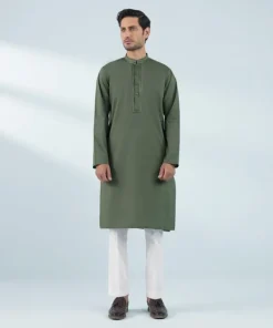 Online Sapphire Embroidered Cotton Kurta - Regular Fit Olive