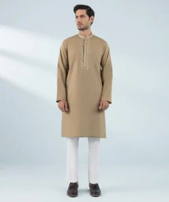 Discount Sapphire Embroidered Cotton Kurta - Regular Fit Brown