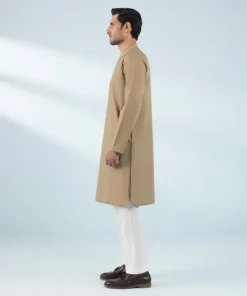 Sale Sapphire Embroidered Cotton Kurta - Slim Fit Brown