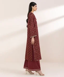 Sale Sapphire Embroidered Cotton Satin Shirt Maroon