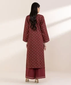 Sale Sapphire Embroidered Cotton Satin Shirt Maroon