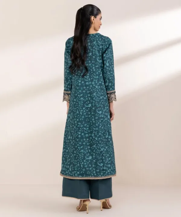 Sale Sapphire Embroidered Cotton Satin Shirt Blue