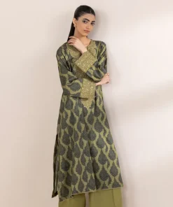 Online Sapphire Embroidered Cotton Satin Shirt Green