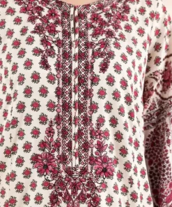 New Sapphire Embroidered Cotton Satin Shirt White