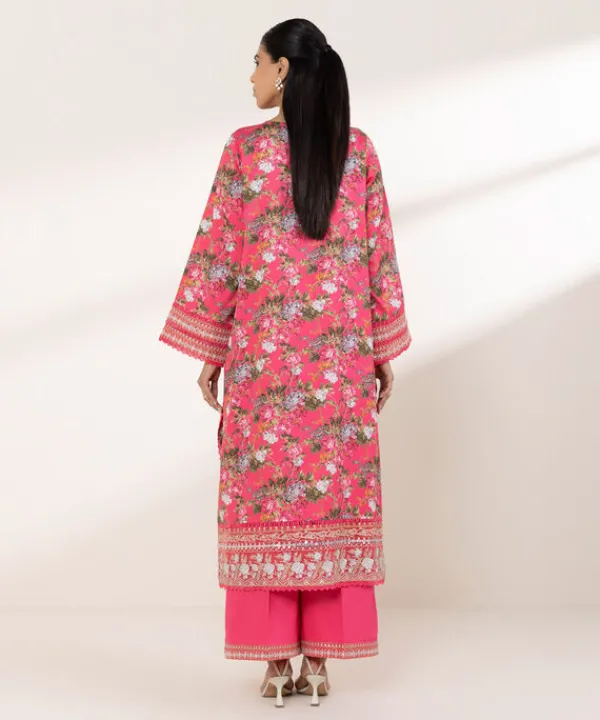 Best Sapphire Embroidered Cotton Satin Shirt Pink
